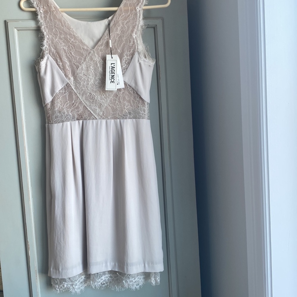 L’ Agence Nude Mini Dress With Lace Top Size Small NWT